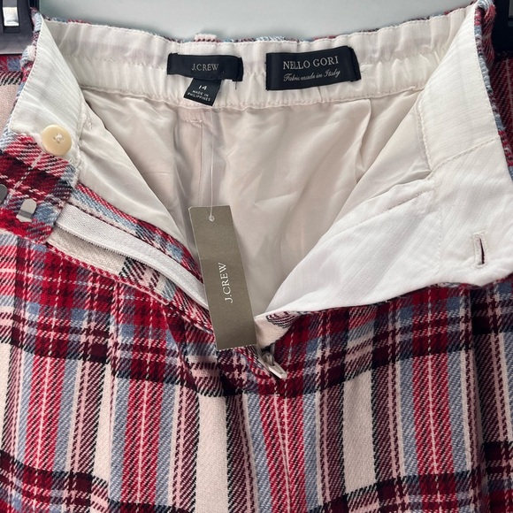 New J. Crew Nello Gori Wool Fully Lined Red Plaid Pants - Picture 9 of 13
